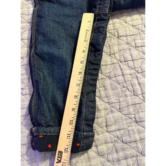 OshKosh B’gosh Denim Overalls 24M Dark Wash Heart Lined Cuffed - Picture 4 of 10